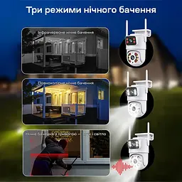 IP PTZ-відеокамера з WiFi 3Mp+3Mp Light Vision VLC-9130WI/2C (Tuya) f=3.6mm+3.6mm, ІЧ+LED-підсвічування, з мікрофоном (75-00301) - мініатюра 13