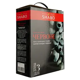 Вино Shabo Шабські вина, ординарне столове, червоне, напівсолодке, Bag-in-Box, 9-12%, 3 л - мініатюра 2