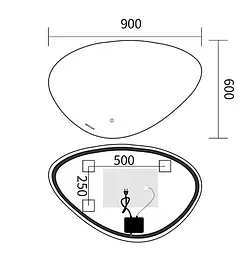 Дзеркало Mixxus Premium DIVERSE MA01-90x60-REVERSE (LED Touch, Anti-fog (3-6,5kK)) (MP6633) - мініатюра 6