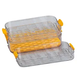 Контейнер для зберігання та заморожування продуктів триярусний 32*21*16,5 см, помаранчевий TS Kitchen HP50657 - мініатюра 8