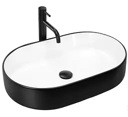 Умивальник Rea Nadia 61x38,5 black matt/white (REA-U8781), Матова