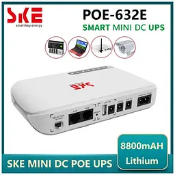 ДБЖ UPS SKE POE-632E DC 17W 8800mah для роутера, терміналу, камери 5/9/12v USB LAN POE White - мініатюра 6