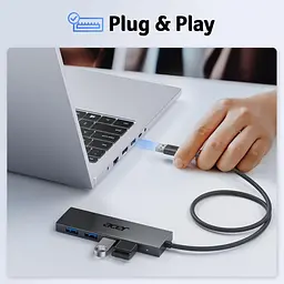 USB-хаб Acer ODK350 на 4 порти, багатопортовий концентратор USB 3.0, розгалужувач USBA для ноутбука, ПК з портом живлення Type C - мініатюра 3