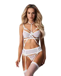 Комплект білизни Obsessive Premisis, L/XL (білий)
