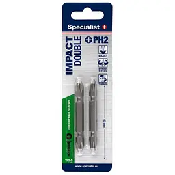 Вставка-викрутка біта Specialist+ PH2/PH2x65 двухстороння 2 шт. (24/2-061)