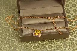 Набір Xuping Jewelry квадрат з жовтим каменем 39 см добір 5 см золотистий - мініатюра 2
