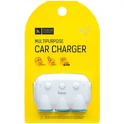 Автомобільний зарядний пристрій із розгалужувачем прикурювача Hoco C1 + 2 USB White - мініатюра 4