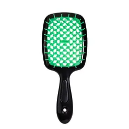 Щітка для волосся масажна продувна Superbrush Plus Hollow Comb прямокутна, Чорна з рожевим