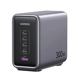 Зарядний пристрій Ugreen CD333 Nex 1U + 4C 300 W GaN адаптер живлення сірий