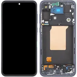 Дисплей Samsung A556 Galaxy A55 чорний, Amoled, оригінал Assembled, з рамкою синього кольору, Navy