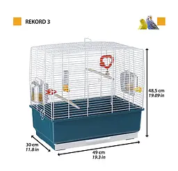 Клітка для канарок та маленьких птахів Ferplast Rekord 3 бордова 49х30.5х48.5 см 52009817 - мініатюра 2