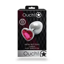 Анальна пробка Ouch! Heart Gem Butt Plug Large, 9.3 см (сріблястий) - мініатюра 8