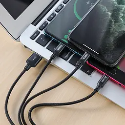Дата кабель Hoco X14 Times Speed 3in1 (Lightning+Micro USB+Type-C) (1m) Чорний - мініатюра 4