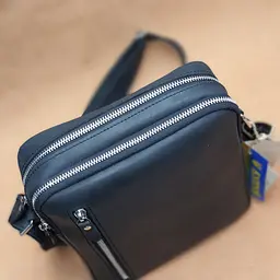 Чоловіча шкіряна сумка через плече GS 22*20*7 см чорна (БМ 001 черн) 200 - мініатюра 4