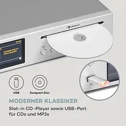 Підсилювач ресивер Auna HiFi CD Silver Star (10036446) - мініатюра 7