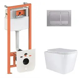 Набір Qtap Nest 4 в 1 підвісний унітаз Tern Ultra Quiet 525x345x360 + комплект інсталяції QT17332303AW47507 - мініатюра 1