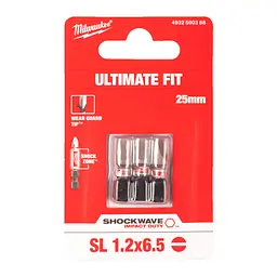 Біта SHOCKWAVE MILWAUKEE, SL1,2x6,5, 25мм, (3шт) - мініатюра 2