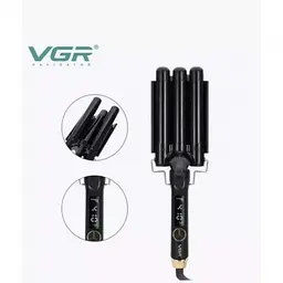 Потрійна плойка для завивки волосся три хвилі, плойка хвиля чорна 25 мм 125 Вт VGR V-591 - мініатюра 2