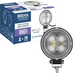 LED фара Brevia EPISTAR Sport Далеке світло 10-30V, 12W (4x3W) 880Lm Лінзована Алюмінієвий корпус IP68 (10601RFX1) - мініатюра 7