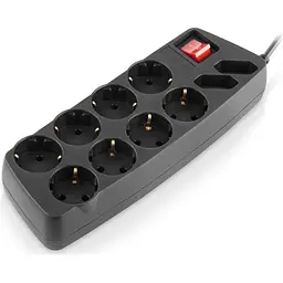 Мережевий фільтр живлення REAL-EL REAL-EL RS-10 Protect, 1.8m, black (EL122300038) - мініатюра 2