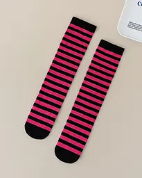 Шкарпетки дитячі у смужку чорно-рожеві 3-12 років One Size 4262