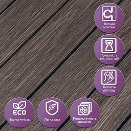Покриття вінілове самоклеюче 3D рейки Sticker Wall 600х600х2 8мм Димчастий каштан SW-00002195 - мініатюра 5