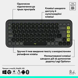 Клавiатура бездротова Logitech Pop Icon Keys Graphite (920-013157) - мініатюра 7