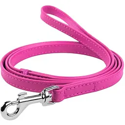 Повідець для собак Waudog Glamour, шкіряний, 122х2,5 см, рожевий