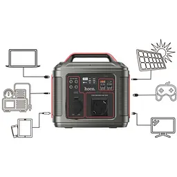 Портативна електростанція Hoco DB28, 80000 mAh, 300W, 3USB, Type-C, AC, PD, QC, black - мініатюра 6