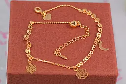 Браслет Xuping Jewelry на ногу сніжинка троянда місяць 25 см домішка ланцюга 4 см золотистий