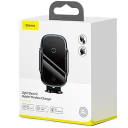 Автомобільний тримач холдер із БЗУ Baseus Wireless Charger Light Electric Car Mount WXHW03-01 Black - мініатюра 4