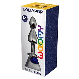 Металева анальна пробка Wooomy Lollypop Double Ball Metal Plug Blue M діаметр 3,1 см, довжина 9,4 см - миниатюра 3