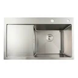 Кухонна мийка нержавійка 78x48 R Platinum Handmade (два отвори, круглий сифон 3,0/0,8), Нержавіюча сталь