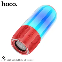 Портативна акустика Hoco Colorful light BT speaker DS29 бездротова червона - мініатюра 5