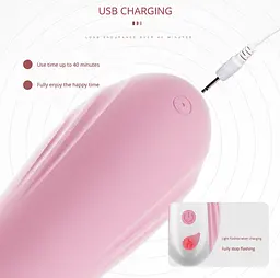 Вібратор Hannah USB рожевий 2в1 - мініатюра 3