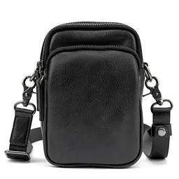 Месенджер маленький шкіряний чорний TIDING BAG 333-1A - мініатюра 3