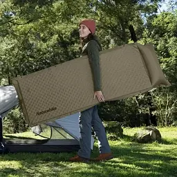 Килимок самонадувний Naturehike (CNK2300DZ014) 3см - з подушкою - одномісний - темно-зелений - мініатюра 8