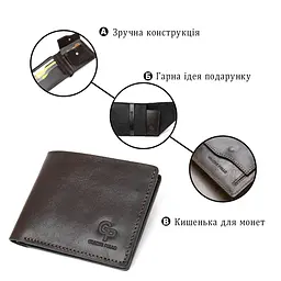 Портмоне з натуральної шкіри для чоловіків Grande Pelle 11463 коричневий - мініатюра 4