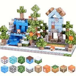 Магнітний конструктор Minecraft 100 шт + ПОДАРУНОК 3 фігуркипо грі Майнкрафт Містечко Mk001003 - мініатюра 2