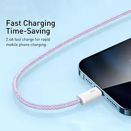 Кабель Baseus Dynamic Series Fast Charging Data Cable USB to iP 2.4 A 1 m Purple (CALD000405) - мініатюра 3