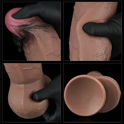 Фалоімітатор Dual-Layered Silicone Nature Cock 9.5'' 24.6 см (коричневий) - мініатюра 6