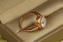 Каблучка Xuping Jewelry великий камінь в колі дрібних фіанітів р 19 золотисте - мініатюра 2