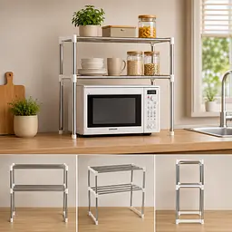 Полиця-органайзер для мікрохвильової печі Multifunctional storage rack / Multifunctional storage rack / Кухонная полица-стелаж - мініатюра 4