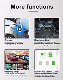 Дзеркало відеореєстратор DVR C109 10.26" 2k (2 камери) Wi-Fi Bluetooth AUX Android Auto CarPlay - мініатюра 10