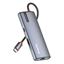 Хаб USB "6-in-1", Grey, Type-C 3.0 - 1xType-C (100 Вт) / 3xUSB 3.0 / HDMI / GLan ColorWay teh0019582