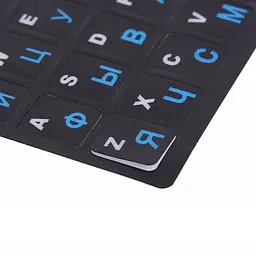 Наклейки на клавіатуру KeyBoard 11х13 мм сині літери Black - мініатюра 4