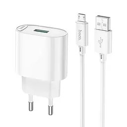 Блок Адаптер сетевой HOCO Micro USB Cable Fighter single port charger C109A 18W білий - мініатюра 3