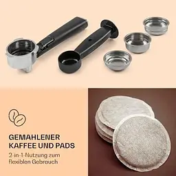 Кавоварка Klarstein Gusto Classico 20 бар 1,5 л 1350 Вт (10035564) - мініатюра 3