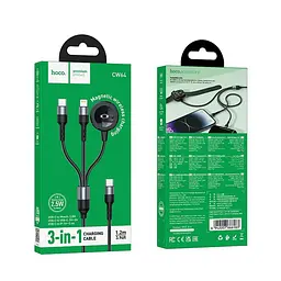 БЗУ Hoco CW64 iWatch+Type-C+iP 3-in-1 charging cable Black - мініатюра 2