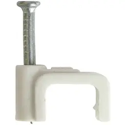 Кліпса монтажна із цвяхом ZIPLEX для плоских проводів 8х4 белая (100шт в уп)